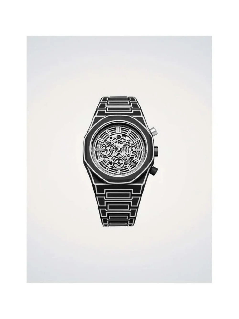 NWT D1 Milano Core Chronograph Quartz Black Dial Men's Watch